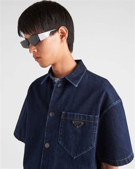 mens prada denim shirt|prada denim top.